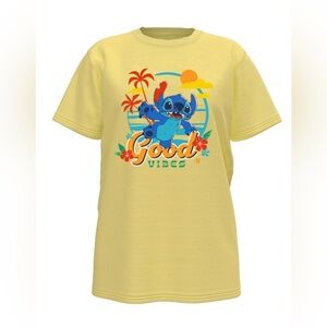 Disney Stitch Good Vibes Graphic Tee with Short Sleeves, Women's